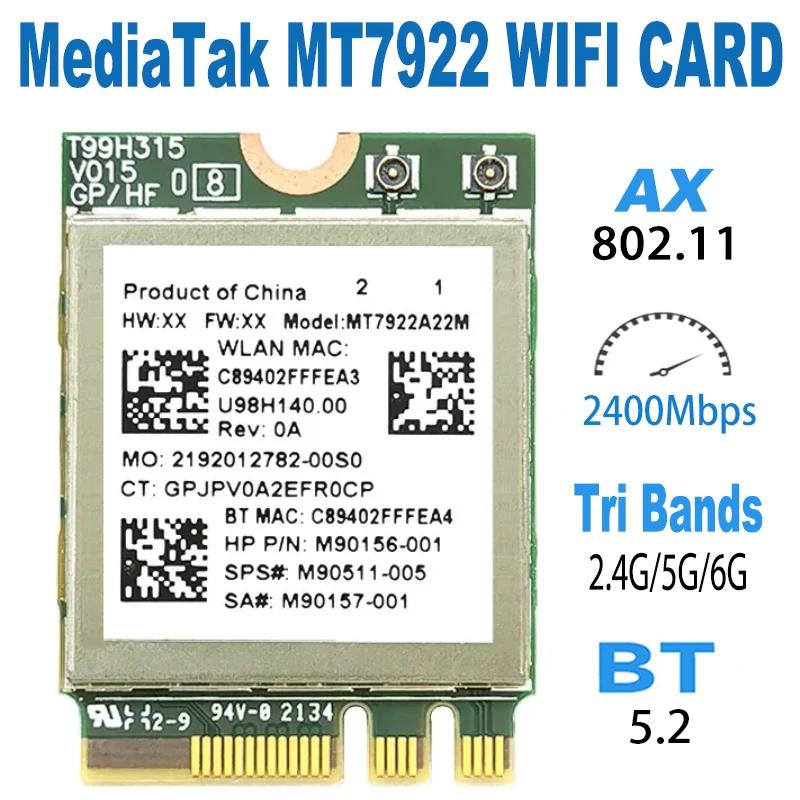  5.2 MU-MiMO Ϳ  LAN ī, MT7922,  6E, 2400Mbps,  Ʈũ ī, 2.4G, 5G, 6G, 802.11AX, M.2 NGFF